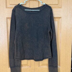 Brown Waffle Knit Top